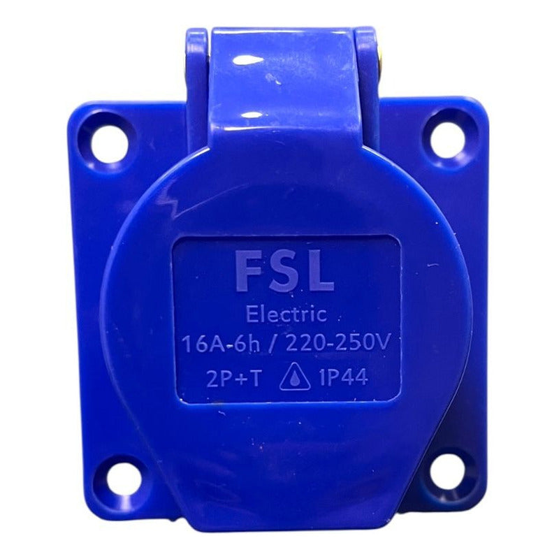 Enchufe Industrial Hembra Embutido FSL 2P+T 16A IP44 220-250V | Instalación Oculta Profesional