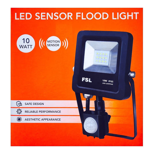 Proyector LED 10W Con Sensor Movimiento FSL IP65 6500K Exterior Negro 220V
