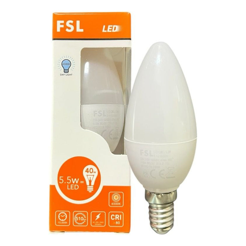 Ampolleta LED Tipo Vela Empavonada 5W Base E14 Luz Cálida / Luz Fría – FSL