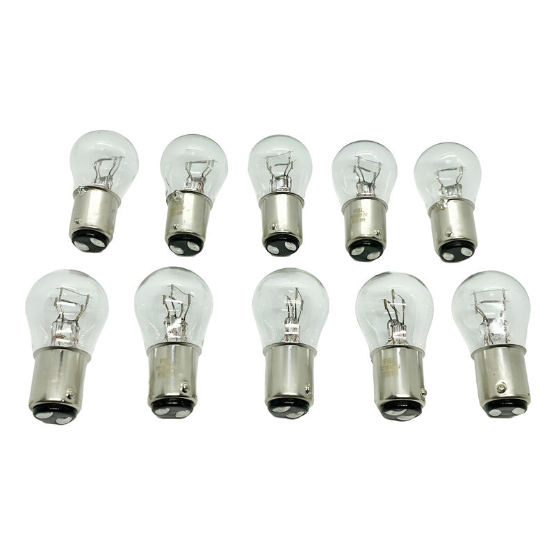 Pack X10 Ampolleta Halógena S25 12V 21/5W BA15D 2 Contactos Pata Pareja Para Auto FSL