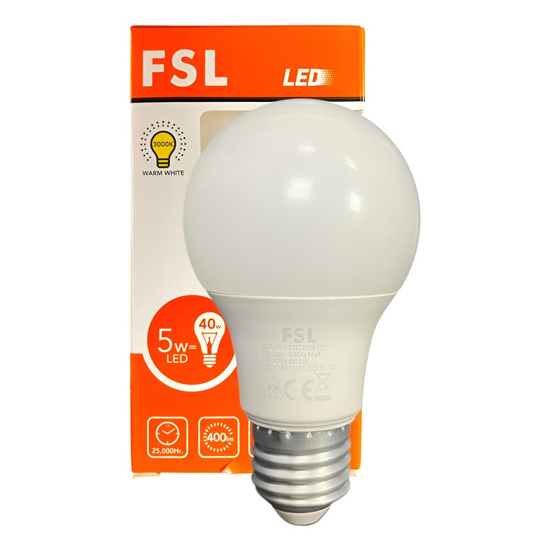Pack x10 Ampolletas LED A60 5W E27 Luz Cálida o Fría FSL