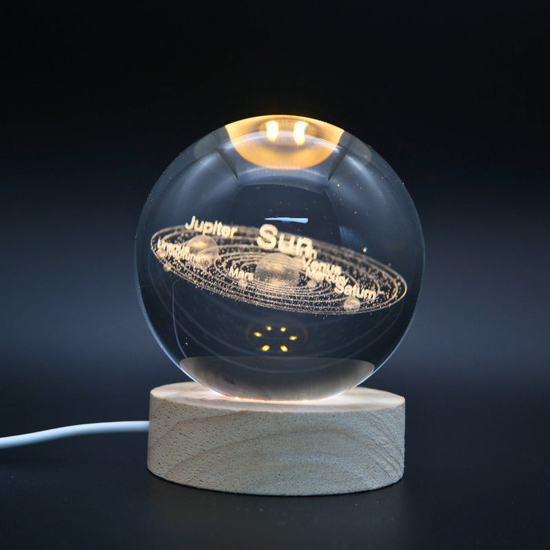 Lámpara de Noche LED Bola de Cristal 3D | Luz Decorativa con Diseños 3D