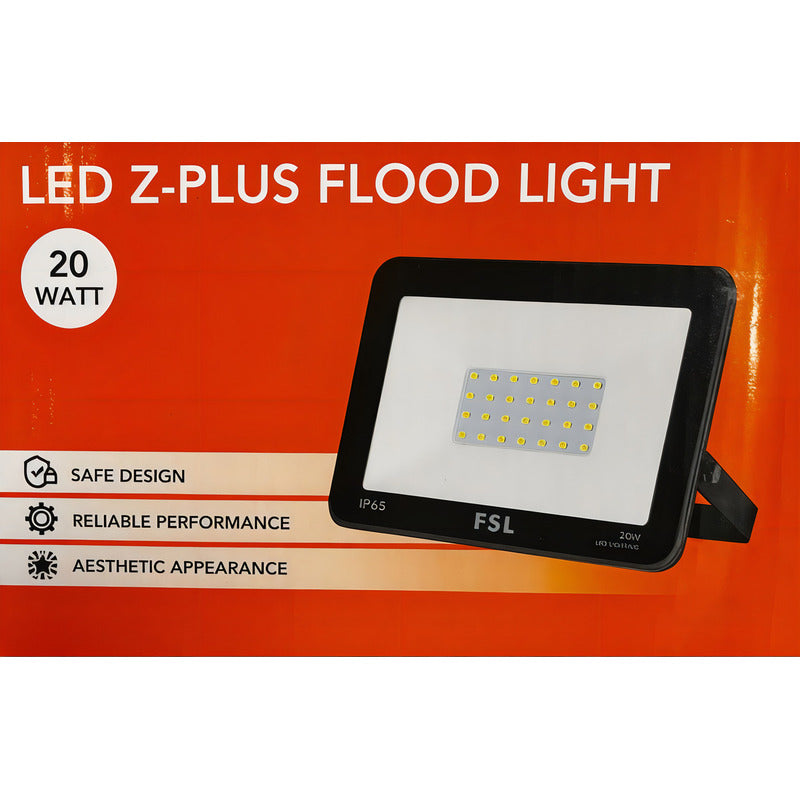 Reflector LED 20W FSL IP65 6500K Luz Fría Exterior Negro 220V Proyector