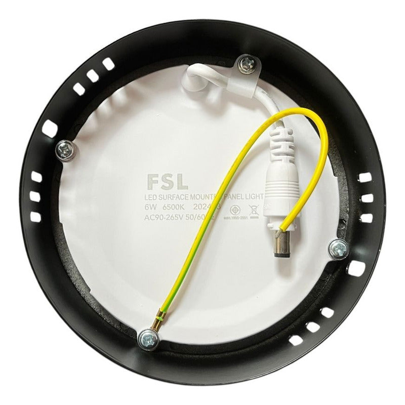 Panel Led Sobrepuesto Redondo 6w Luz Fría (6500k) Negro- Fsl
