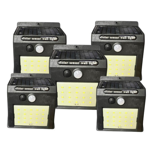 Pack X5 Foco Solar Pared Con Sensor 5w/6500k Exterior Fsl Blanco