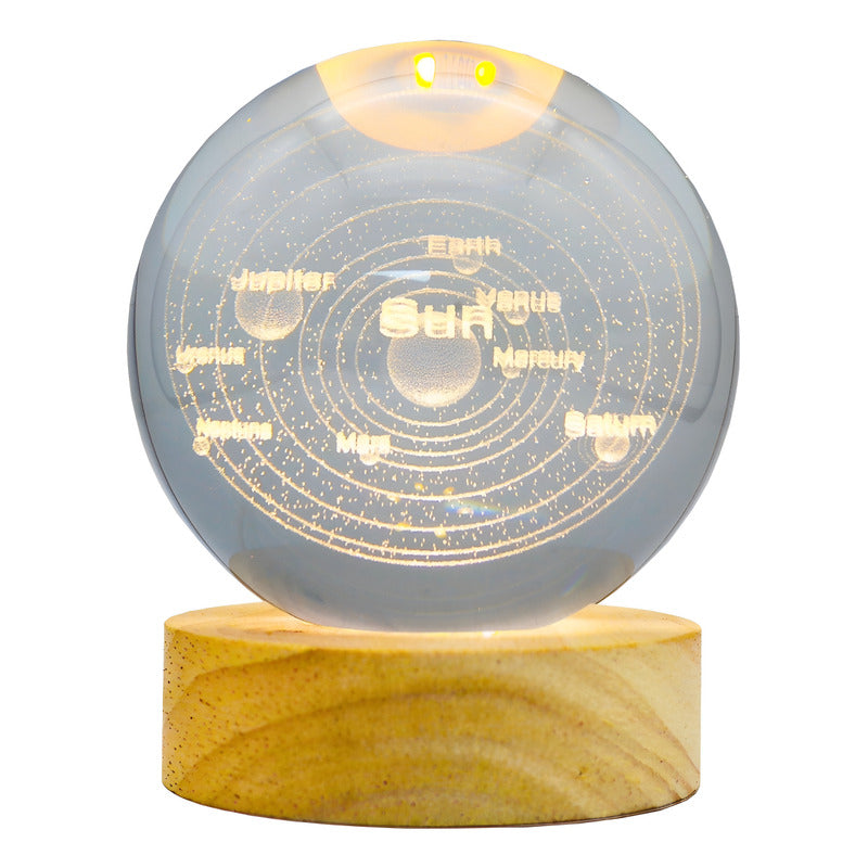 Lámpara de Noche LED Bola de Cristal 3D | Luz Decorativa con Diseños 3D