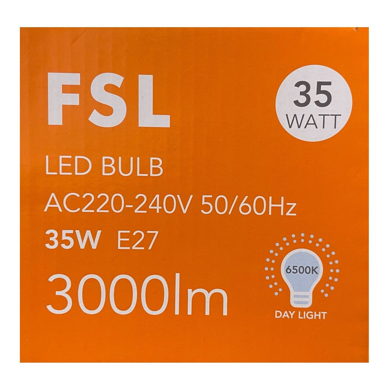Pack x2 Ampolletas LED Alta Potencia 35W E27 6500K Blanco Frío FSL