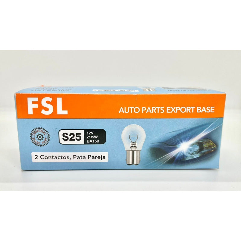 Pack X20 Ampolleta Halógena S25 12V 21/5W BA15D 2 Contactos Pata Pareja Para Auto FSL