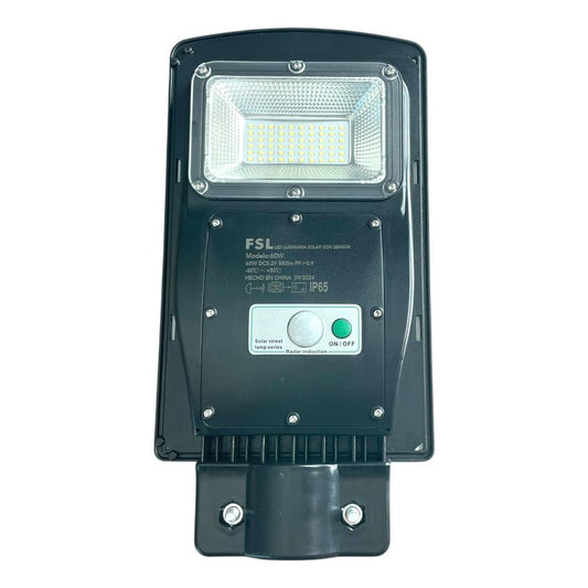 Luminaria Solar Pública 60W FSL | 6500K con Sensor de Movimiento (Sin Brazo)