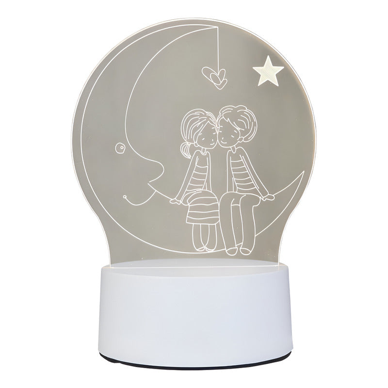 Lámpara de Mesa LED Diseño Luna Pantalla Café USB 5V Decorativa