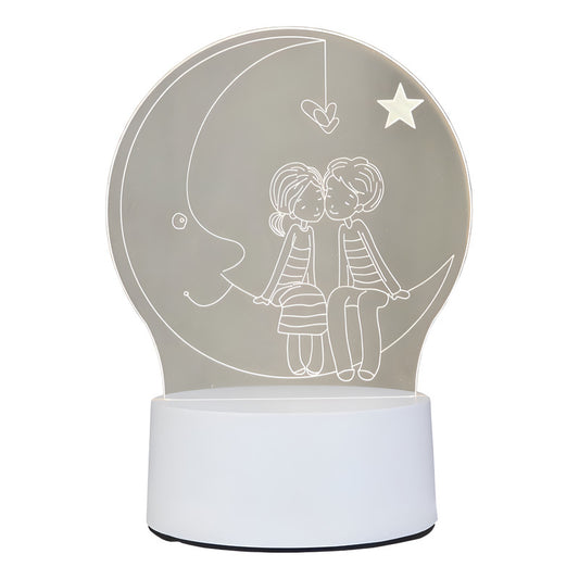 Lámpara de Mesa LED Diseño Luna Pantalla Café USB 5V Decorativa