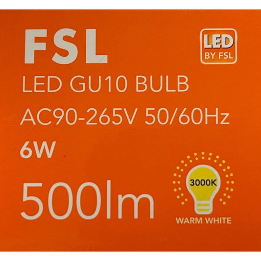 Pack x10 Ampolletas LED GU10 6W FSL | Luz Cálida, Neutra o Fría | Bajo Consumo y Alta Iluminación