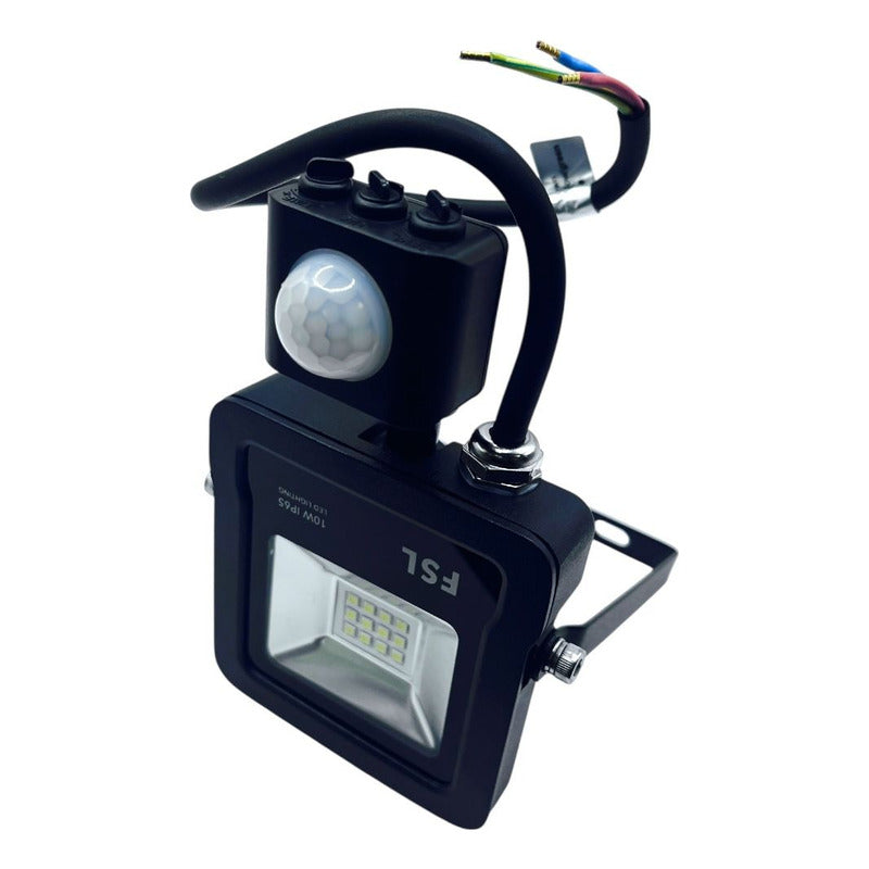 Proyector LED 10W Con Sensor Movimiento FSL IP65 6500K Exterior Negro 220V