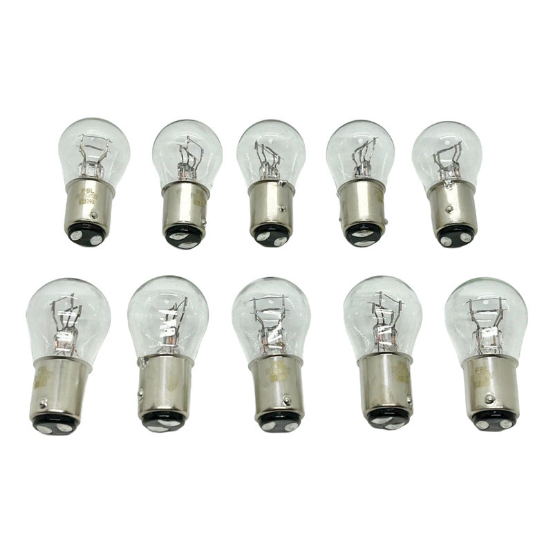 Pack x10 Ampolleta S25 12V 21/5W BAY15D 2 Contacto/Pata Dispareja – FSL