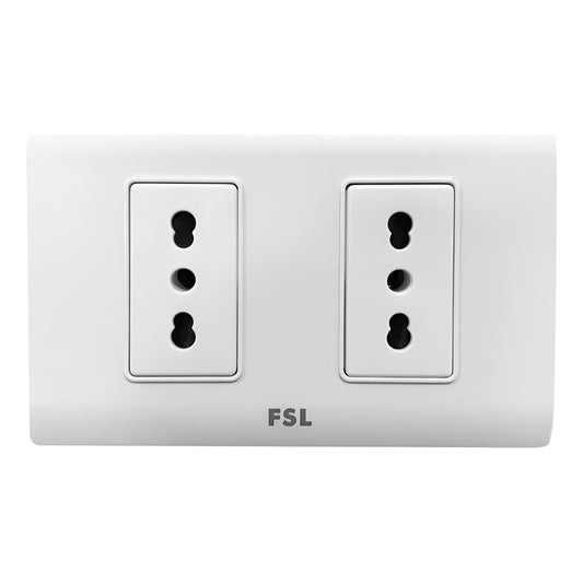 Tomacorriente Doble FSL F8A-2163W 10A 250V Blanco | SEC Certificado 2 Tomas