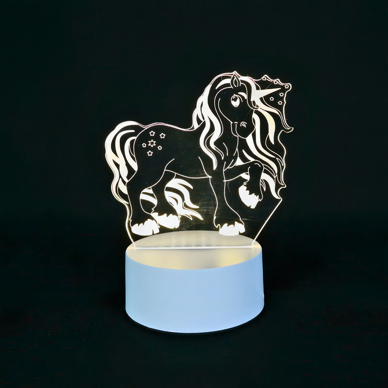 Lámpara de Mesa LED Diseño Unicornio Pantalla Café USB 5V Decorativa