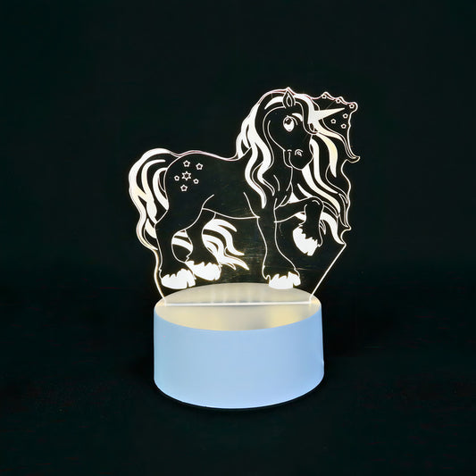Lámpara de Mesa LED Diseño Unicornio Pantalla Café USB 5V Decorativa