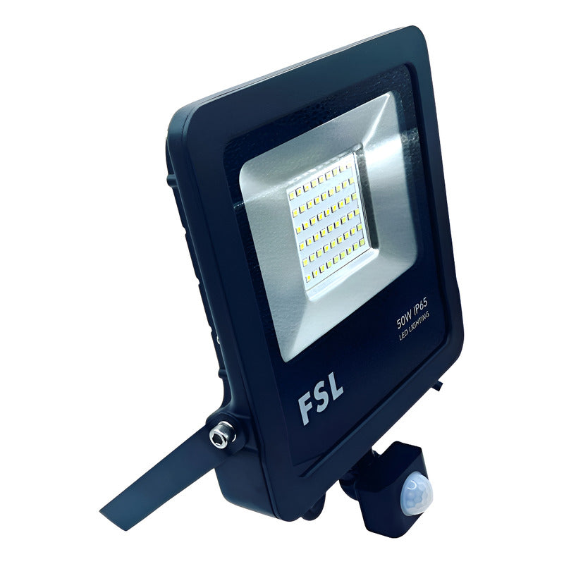 Reflector LED 50W con Sensor de Movimiento IP65 Luz Fría 6500K Negro FSL Exterior