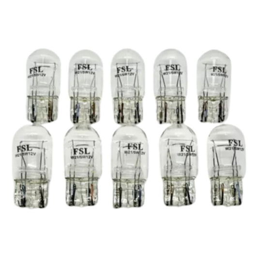 Pack X10 Ampolleta Halógena T20 21/5W 12V W3x16q Transparente 2 Contactos Para Auto FSL