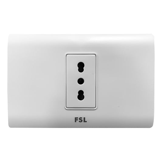 Tomacorriente Simple FSL F8A-1163W 10A 250V Blanco | SEC Certificado 1 Toma