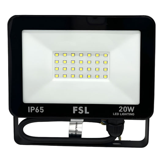 Pack X2 Foco Reflector Led 20w/ip65 (negro) Luz Fría- Fsl Blanco