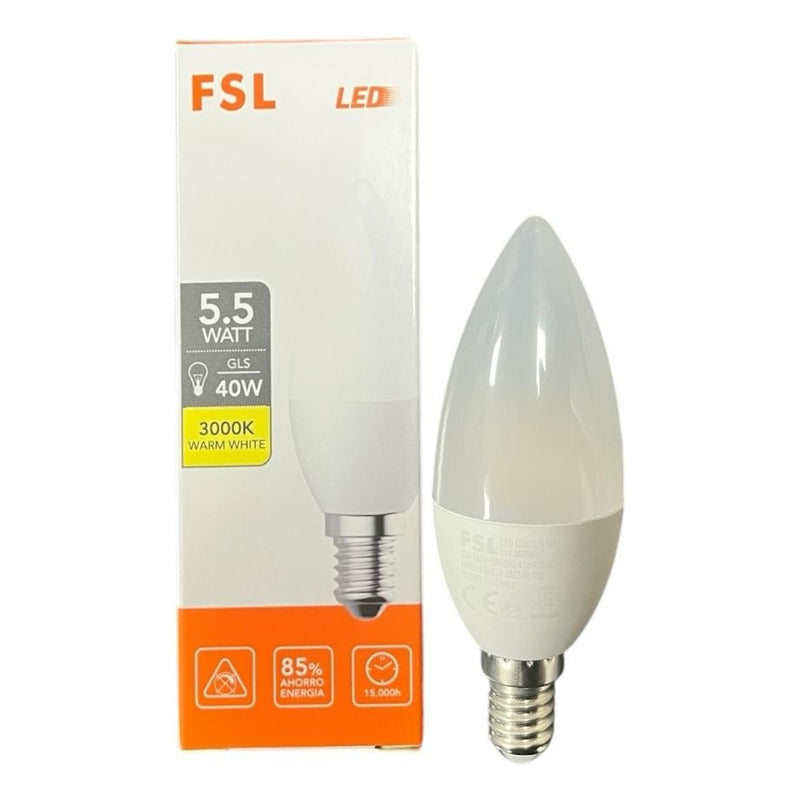 Ampolleta LED Tipo Vela Empavonada 5W Base E14 Luz Cálida / Luz Fría – FSL