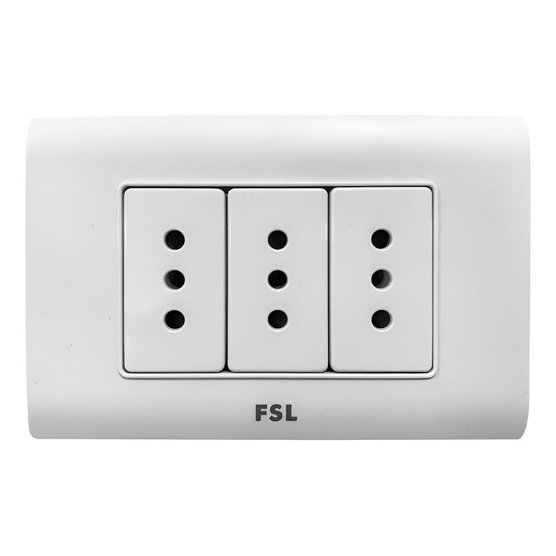 Pack x10 Tomacorriente Triple FSL F8A-3163 10A 250V Blanco | SEC Bulk 3 Tomas