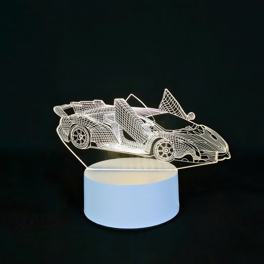 Lámpara de Mesa LED Diseño Auto Lamborghini Pantalla Café USB 5V Decorativa
