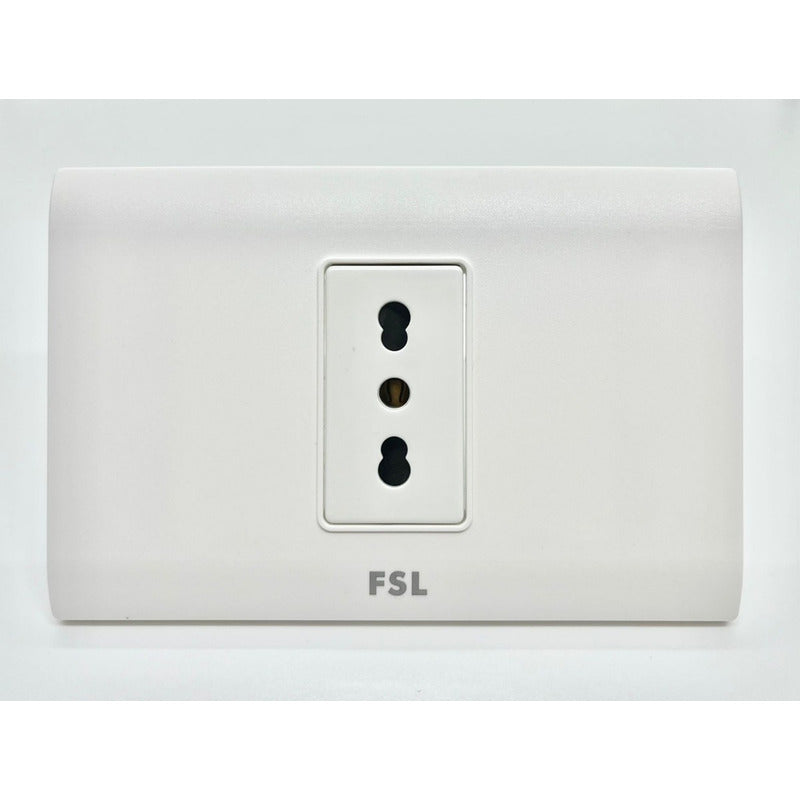 Tomacorriente Simple FSL F8A-1163W 10A 250V Blanco | SEC Certificado 1 Toma