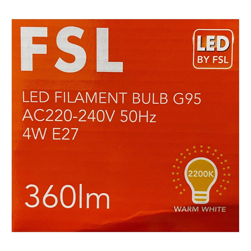 Ampolleta LED Vintage Tipo Globo G95 4W E27 FSL | Luz Cálida 2200K