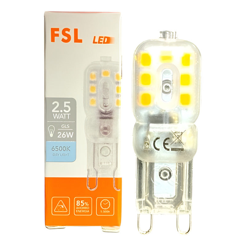 Ampolleta LED G9 2.5W FSL | Luz Cálida 3000K o Luz Fría 6500K | Bajo Consumo y Alta Eficiencia