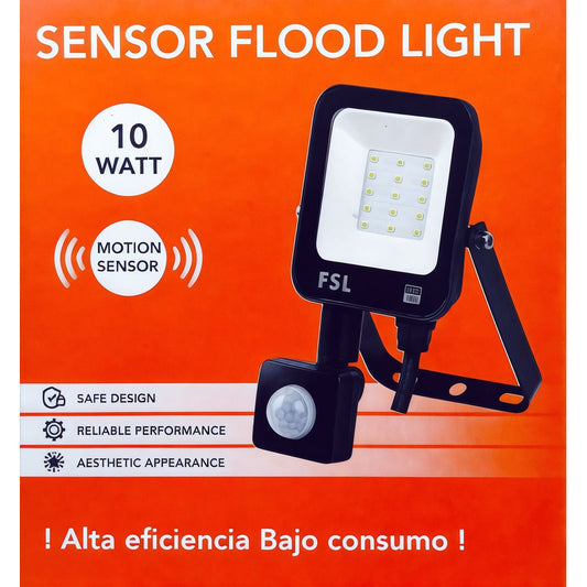 Reflector LED 10W IP65 con Sensor de Movimiento Luz Fría (6500K) Blanco - FSL