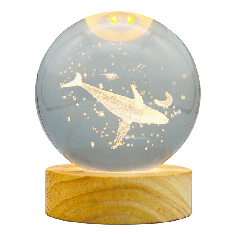 Lámpara de Noche LED Bola de Cristal 3D | Luz Decorativa con Diseños 3D