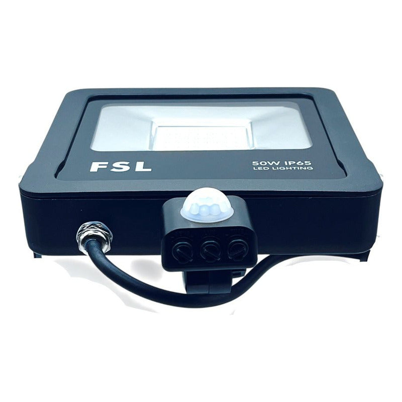 Reflector LED 50W con Sensor de Movimiento IP65 Luz Fría 6500K Negro FSL Exterior