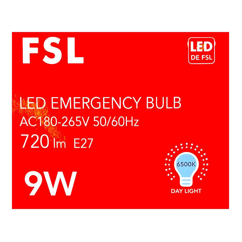 Ampolleta LED de Emergencia 9W E27 Luz Fría 6500K FSL