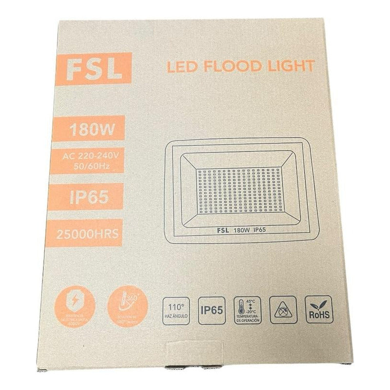 Reflector LED SMD 180W FSL IP65  Luz Fría 6500K Exterior Certificado SEC – Alta Potencia