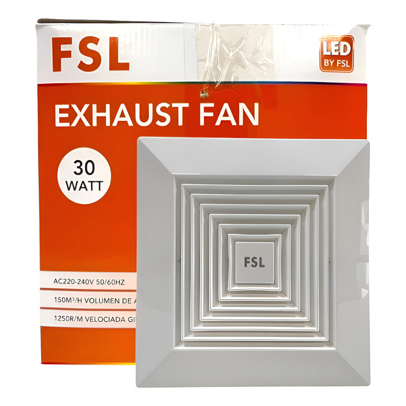 Ventilador Extractor Aire FSL 4" 30W 1300 RPM | Salida Lateral Baños Cocinas Blanco