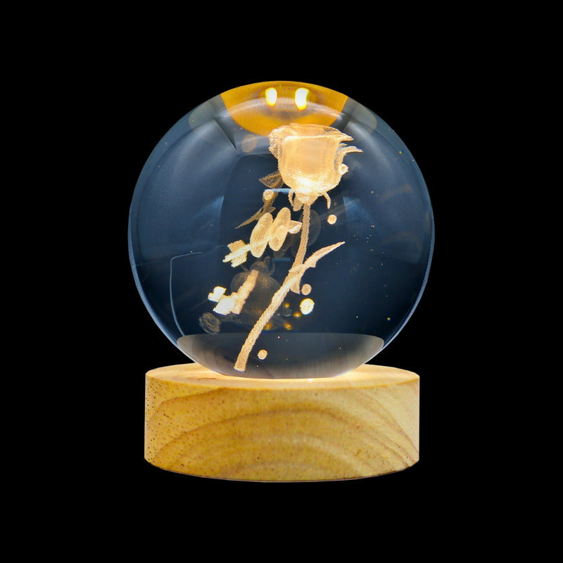 Lámpara de Noche LED Bola de Cristal 3D | Luz Decorativa con Diseños 3D