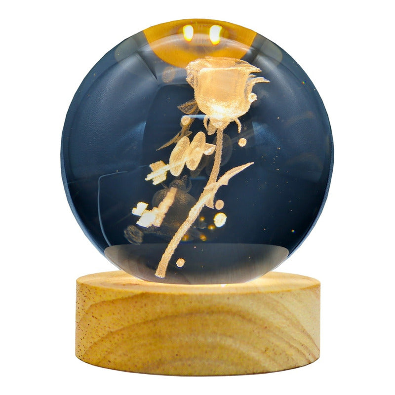 Lámpara de Noche LED Bola de Cristal 3D | Luz Decorativa con Diseños 3D