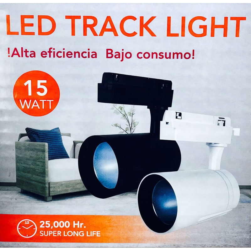 Foco Spot LED Riel Monofásico 15W Negro FSL Luz Cálida / Neutra