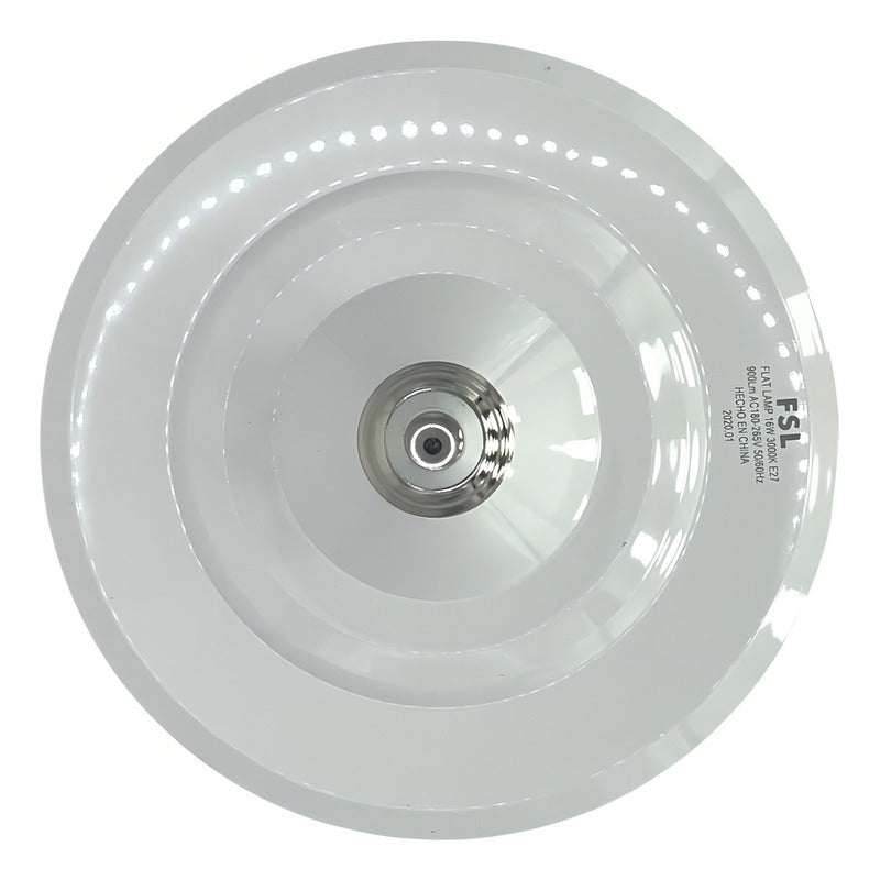 Ampolleta LED Tipo Flat 16W E27 – Luz Fría 6500K – FSL Con detalles en caja