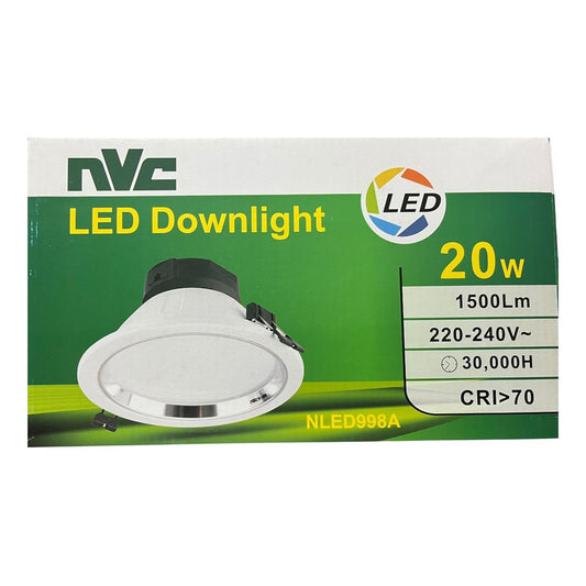 Foco Downlight LED Embutido 20W NVC Luz Cálida 3000K IP20 Interior