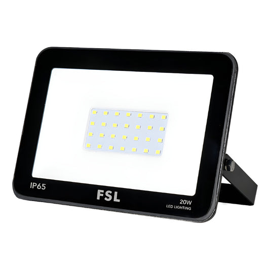 Reflector LED 20W FSL IP65 6500K Luz Fría Exterior Negro 220V Proyector
