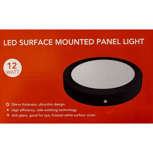Panel Led Sobrepuesto Redondo 12w Luz Fría (6500k) Negro- FSL
