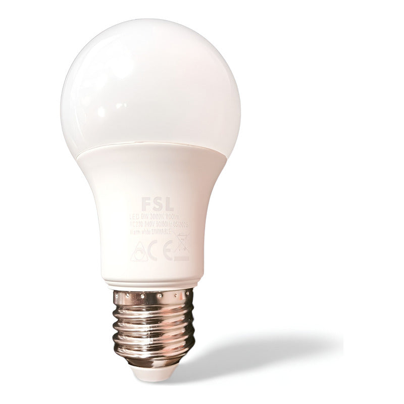 Ampolleta LED A60 9W E27 Luz Cálida 3000K Dimmeable FSL