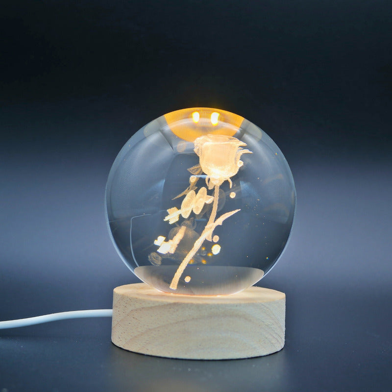 Lámpara de Noche LED Bola de Cristal 3D | Luz Decorativa con Diseños 3D