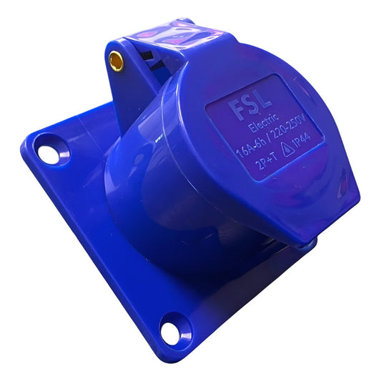 Enchufe Industrial Hembra Embutido FSL 2P+T 16A IP44 220-250V | Instalación Oculta Profesional