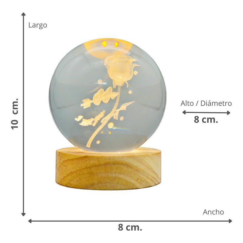 Lámpara de Noche LED Bola de Cristal 3D | Luz Decorativa con Diseños 3D