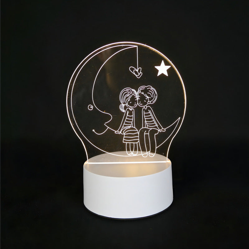 Lámpara de Mesa LED Diseño Luna Pantalla Café USB 5V Decorativa