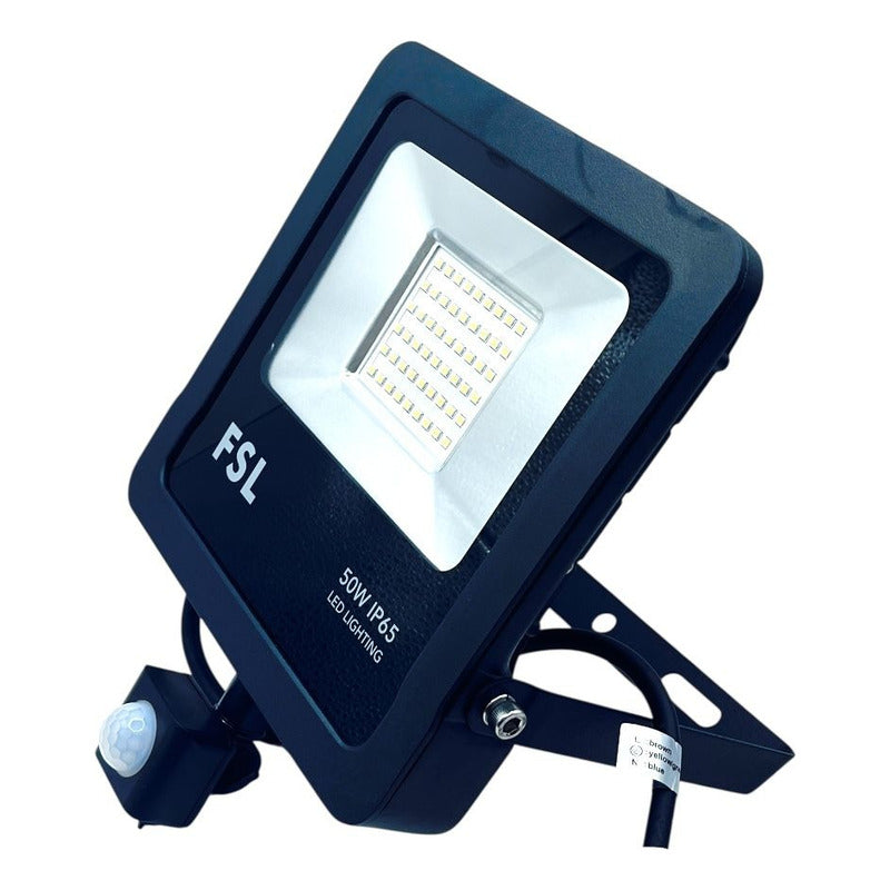 Reflector LED 50W con Sensor de Movimiento IP65 Luz Fría 6500K Negro FSL Exterior